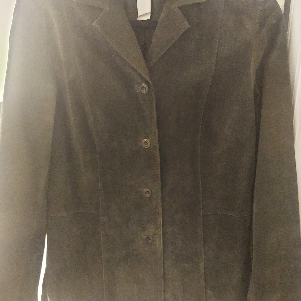 Vintage- Liz Claiborne Suede Olive Green Jacket/Shacket, Size Large